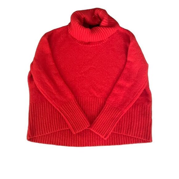 Rachel Zoe medium red cowl neck turtleneck medium drop shoulder sweater - Picture 1 of 4